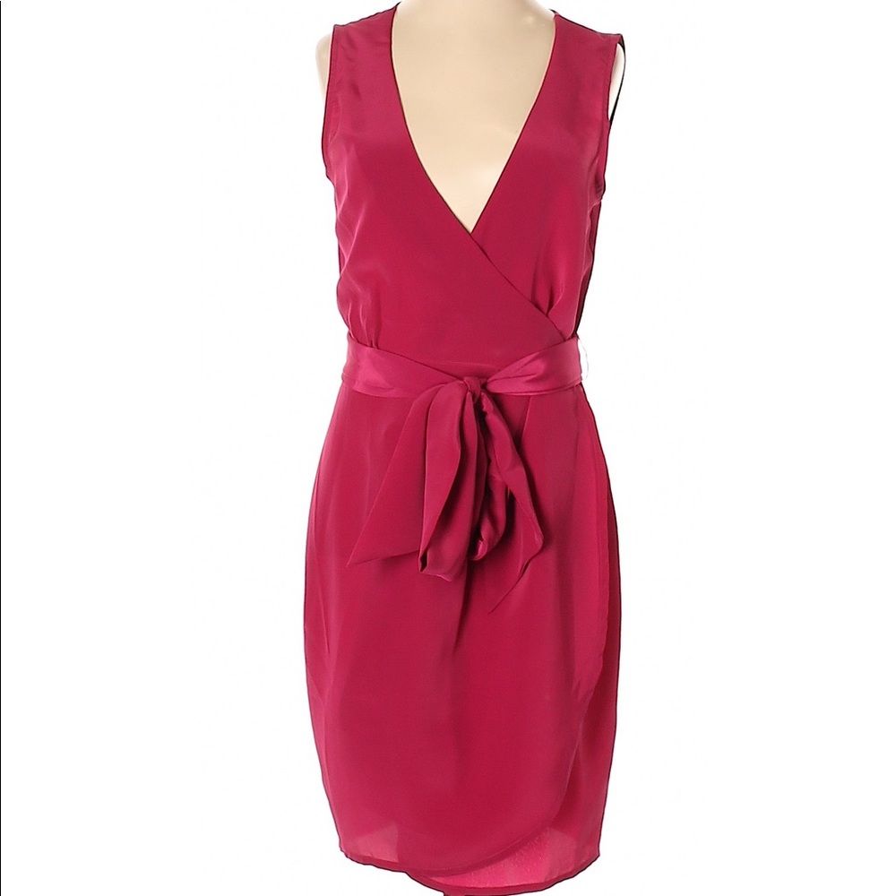 ASOS dress dark pink wrap size 2 petite